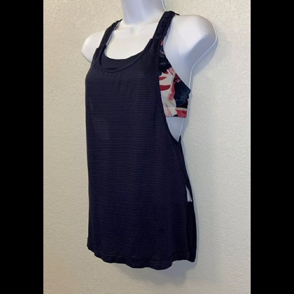 Lululemon Stash It Tank Inky Floral size 6 gym sporty Athliesure running - Picture 3 of 11